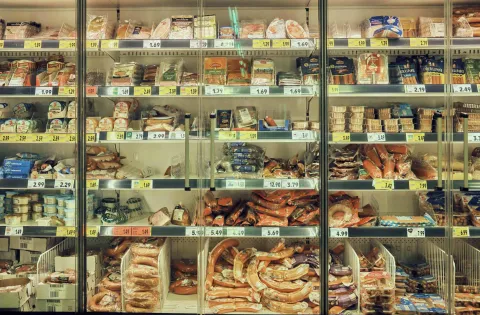 meat aisle in supermarket